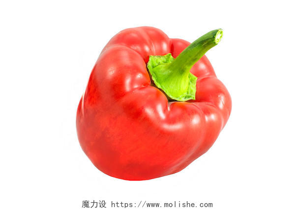 在白色背景上孤立着一颗红辣椒